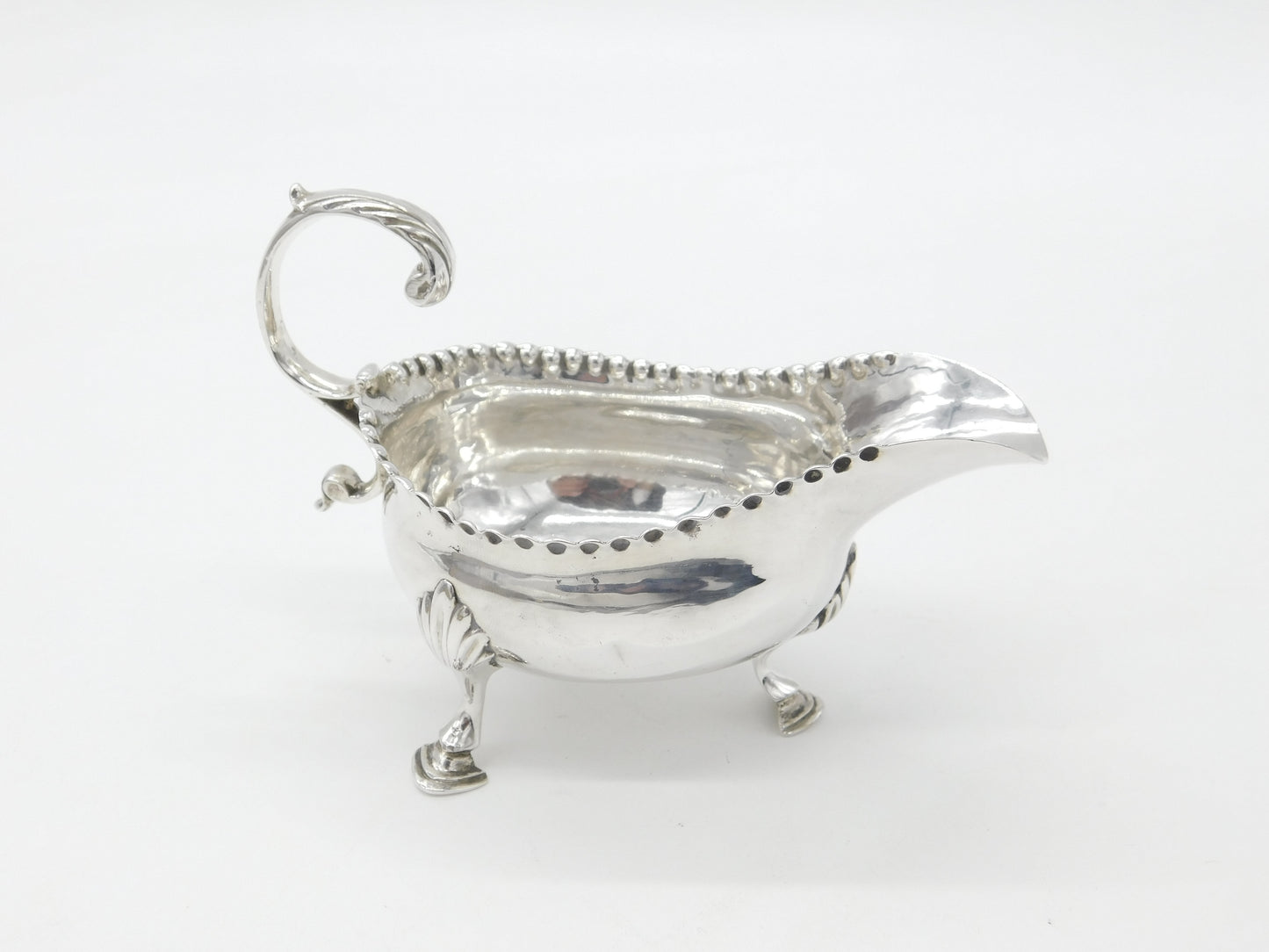 George II Sterling Silver Scroll Handle Sauce Boat 1760 London Antique