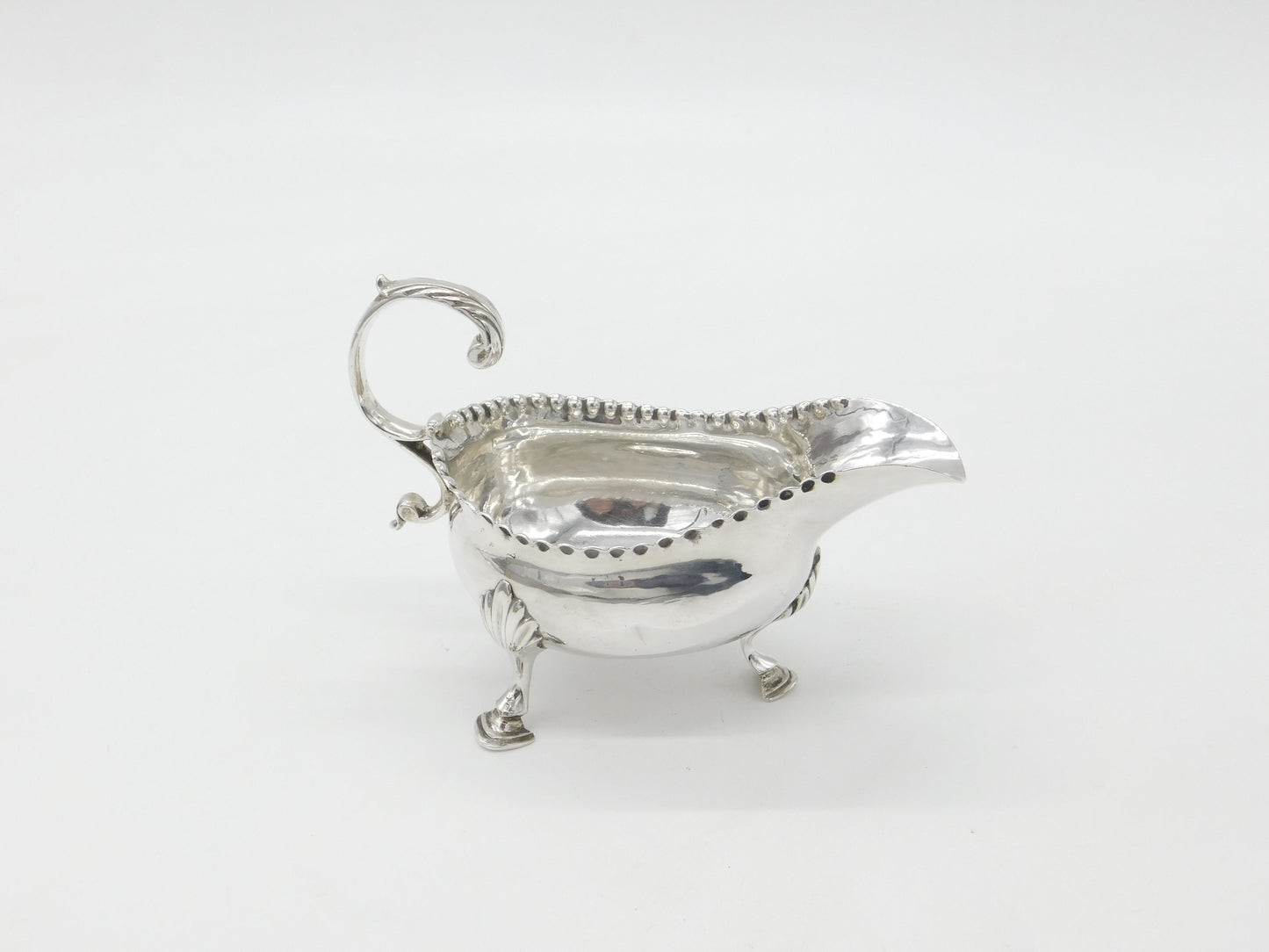 George II Sterling Silver Scroll Handle Sauce Boat 1760 London Antique