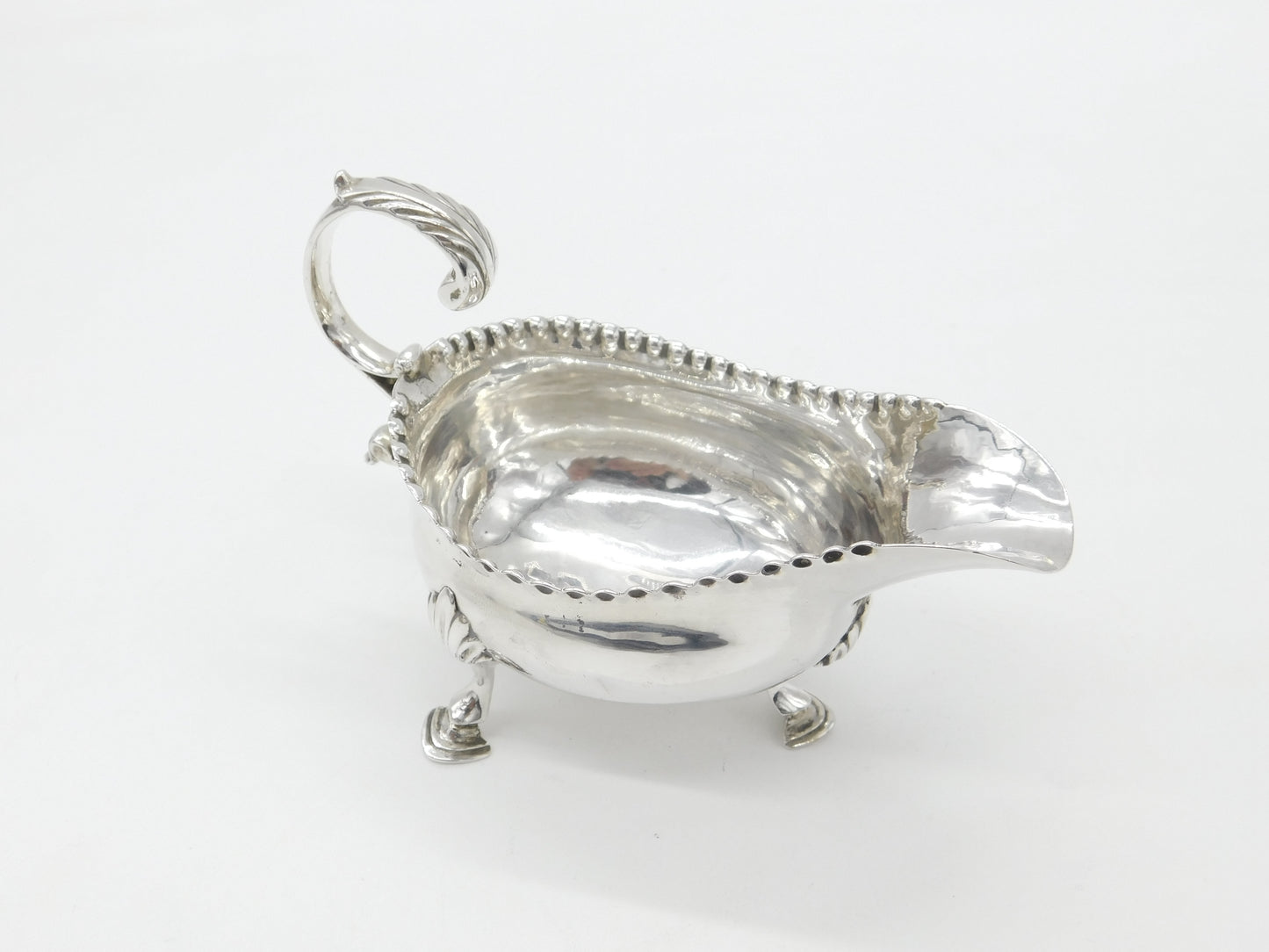 George II Sterling Silver Scroll Handle Sauce Boat 1760 London Antique