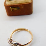 Victorian 9ct Gold & Platinum Set Illisuon Cut Diamond Crossover Ring c1890