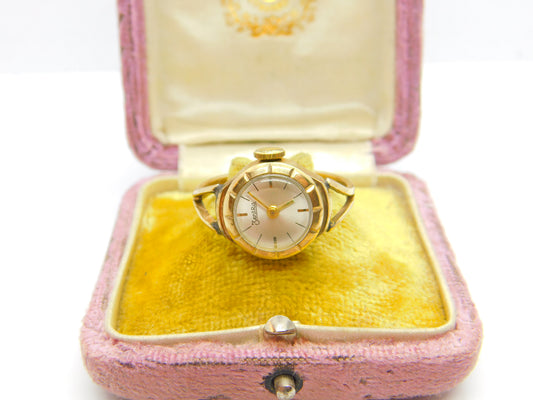 9ct Yellow Gold Zentra Watch Conversion Ring Mid-Century c1950 Birmingham