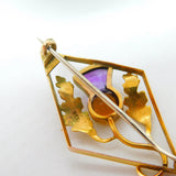 Victorian Scottish 9ct Yellow Gold Paste Set Thistle Brooch Antique c1880