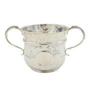 Queen Anne Britannia Silver Floral Embossed Porringer Cup Antique 1710 London