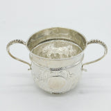 Queen Anne Britannia Silver Floral Embossed Porringer Cup Antique 1710 London