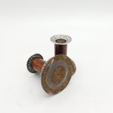 Victorian Sterling Silver Mounted Flame Mahogany Pair of Candlesticks Antique 1891 London