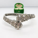 Victorian Sterling Silver Etruscan Style Cuff Bangle Bracelet Antique 1884