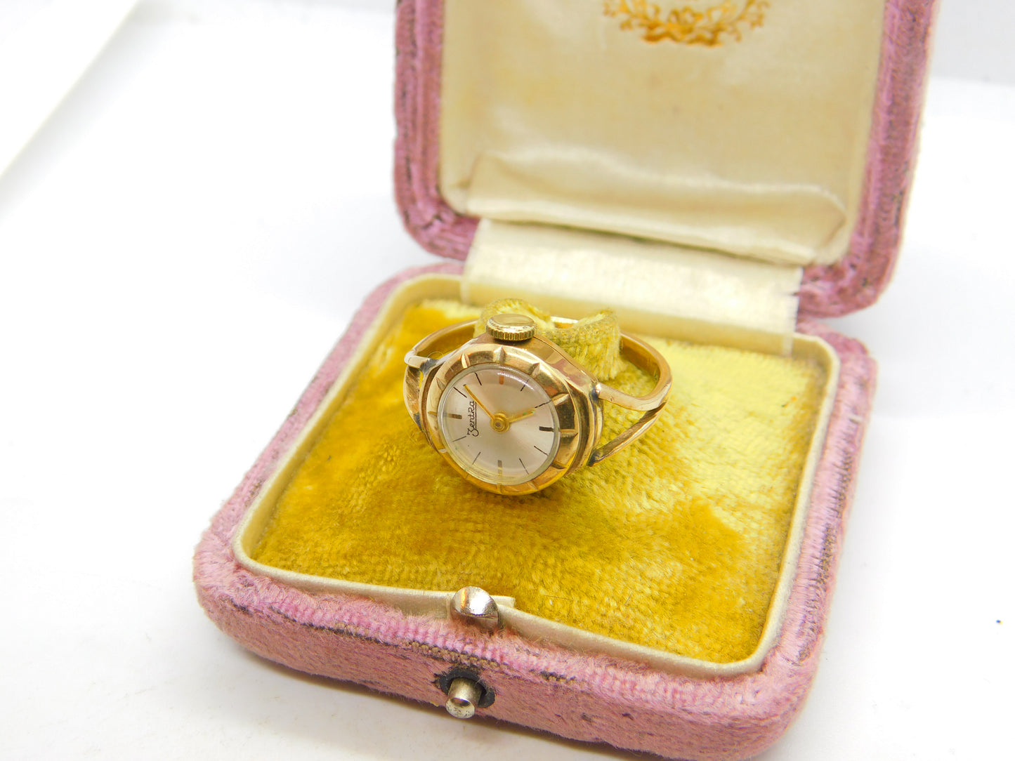 9ct Yellow Gold Zentra Watch Conversion Ring Mid-Century c1950 Birmingham