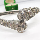 Victorian Sterling Silver Etruscan Style Cuff Bangle Bracelet Antique 1884