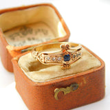 9ct Yellow Gold, Sapphire & Diamond Set Victorian Style Ring 1978 London