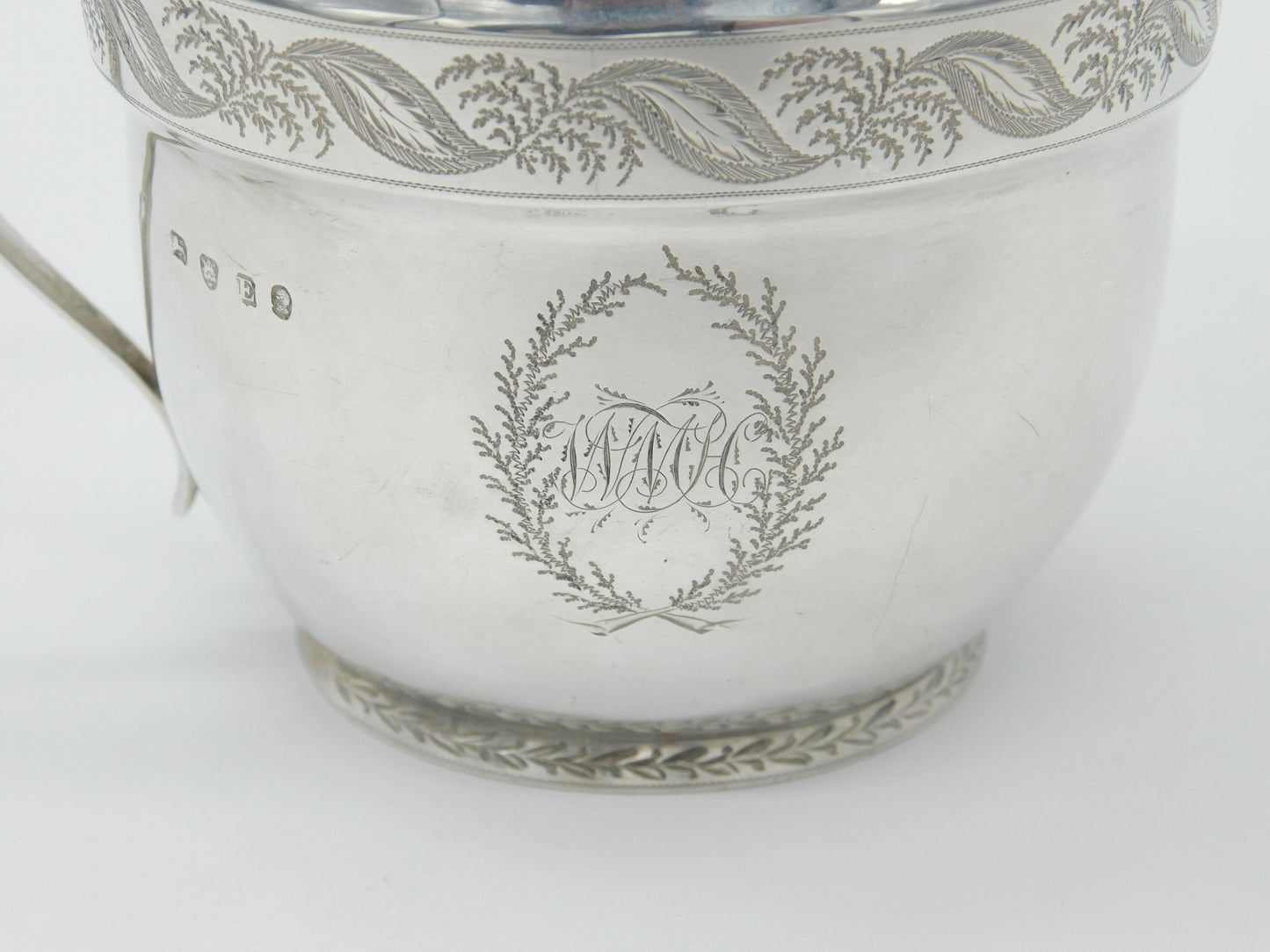 Georgian Sterling Silver Helmet Cream Jug Floral Cartouche 1800 London Antique