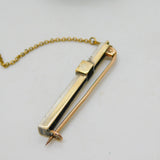 Art Deco 14ct Gold, Platinum, Emerald & Diamond Bar Brooch Antique c1920