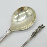 19th Century Hanau .800 Silver Pair of Apostle Serving Spoons Antique c1880