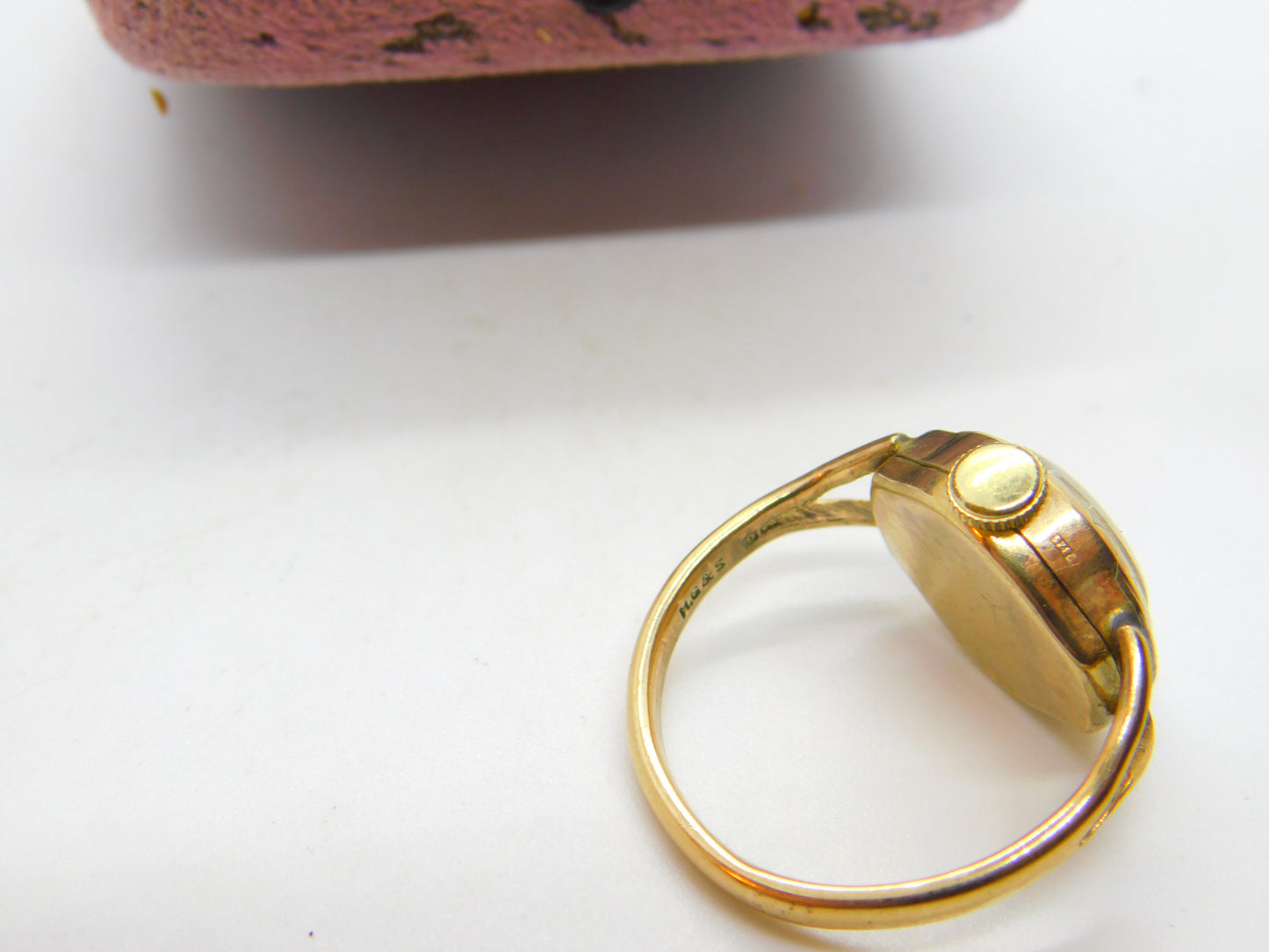 9ct Yellow Gold Zentra Watch Conversion Ring Mid-Century c1950 Birmingham