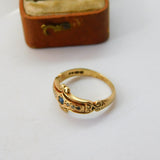 9ct Yellow Gold, Sapphire & Diamond Set Victorian Style Ring 1978 London