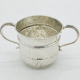 Queen Anne Britannia Silver Floral Embossed Porringer Cup Antique 1710 London