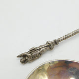 19th Century Hanau .800 Silver Pair of Apostle Serving Spoons Antique c1880