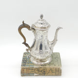 Large Georgian Sterling Silver Floral Embossed Coffee Pot 1772 London William & James Priest