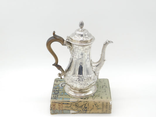 Large Georgian Sterling Silver Floral Embossed Coffee Pot 1772 London William & James Priest