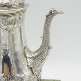 Large Georgian Sterling Silver Floral Embossed Coffee Pot 1772 London William & James Priest