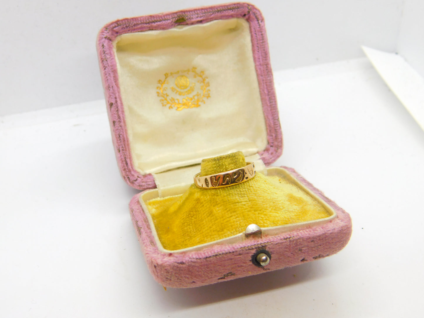 Edwardian 9ct Gold 'Mizpah' Sweetheart Band Ring Antique c1910