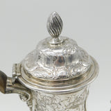 Large Georgian Sterling Silver Floral Embossed Coffee Pot 1772 London William & James Priest