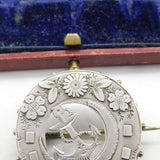 Victorian Sterling Silver Anchor of Hope in Crescent Moon Brooch 1891 Birmingham