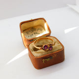 15ct Yellow Gold & Almandine Garnet Crossover Ring 1925 Birmingham Antique