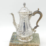 Large Georgian Sterling Silver Floral Embossed Coffee Pot 1772 London William & James Priest