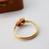 15ct Yellow Gold & Almandine Garnet Crossover Ring 1925 Birmingham Antique
