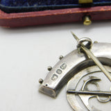 Victorian Sterling Silver Anchor of Hope in Crescent Moon Brooch 1891 Birmingham