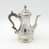 Large Georgian Sterling Silver Floral Embossed Coffee Pot 1772 London William & James Priest