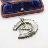 Victorian Sterling Silver Anchor of Hope in Crescent Moon Brooch 1891 Birmingham