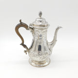 Large Georgian Sterling Silver Floral Embossed Coffee Pot 1772 London William & James Priest