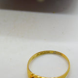 Victorian 18ct Yellow Gold, Sapphire & Diamond Boat Ring 1893 Birmingham
