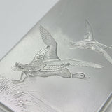 Sterling Silver Aesthetic Flying Duck Pattern Cigarette Case 1938 Birmingham