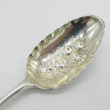 George I Sterling Silver Floral Berry Pattern Dessert Spoon Antique 1723 London