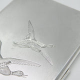 Sterling Silver Aesthetic Flying Duck Pattern Cigarette Case 1938 Birmingham