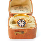 18ct Yellow Gold, Sapphire & Diamond Floral Dress Ring Antique c1920 Art Deco