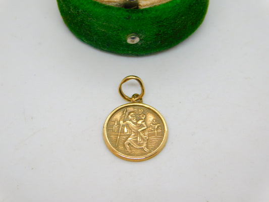 9ct Yellow Gold St Christopher Charm Pendant Vintage 1964 Birmingham