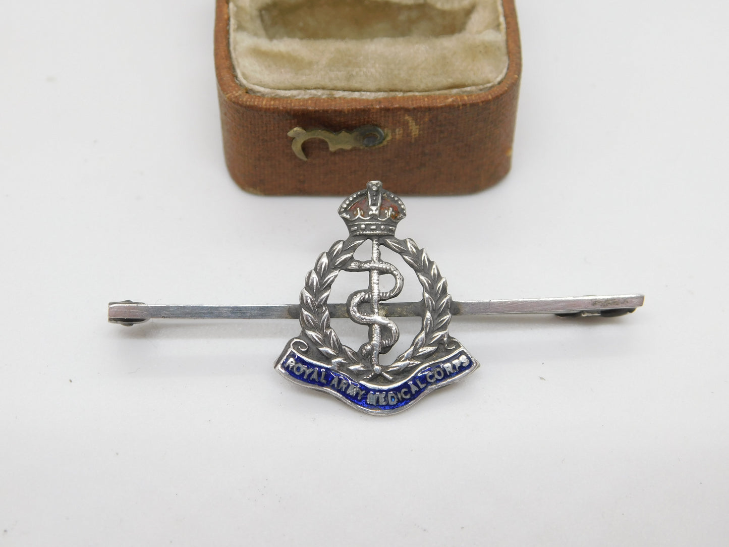 WWII Sterling Silver Enamel Royal Army Medical Corps Brooch TLM Antique