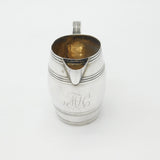 Georgian Sterling Silver Barrel Form Cream Jug 1783 London George Smith II