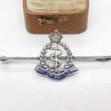 WWII Sterling Silver Enamel Royal Army Medical Corps Brooch TLM Antique
