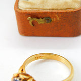 18ct Yellow Gold, Sapphire & Diamond Floral Dress Ring Antique c1920 Art Deco