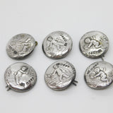 Victorian Set of Sterling Silver Cherub Classical Buttons 1899 London Antique