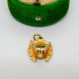 9ct Yellow Gold, Fox Mask & Horseshoe Charm Pendant Vintage c1970