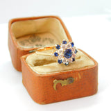 14ct Yellow Gold, Spinel & CZ Floral Cluster Ring Vintage c1990 Birmingham