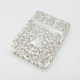 Victorian Indian Sterling Silver Floral Pattern Card Case Antique c1860