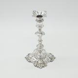 George II Sterling Silver Cast Candlestick Quatrefoil Base Antique 1750 London by William Gould