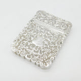 Victorian Indian Sterling Silver Floral Pattern Card Case Antique c1860