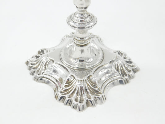 George II Sterling Silver Cast Candlestick Quatrefoil Base Antique 1750 London by William Gould